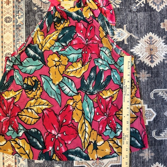 Anthropologie Maeve Women’s Floral Pleated Accordian Sheer Tank Top Size Large - Picture 10 of 11